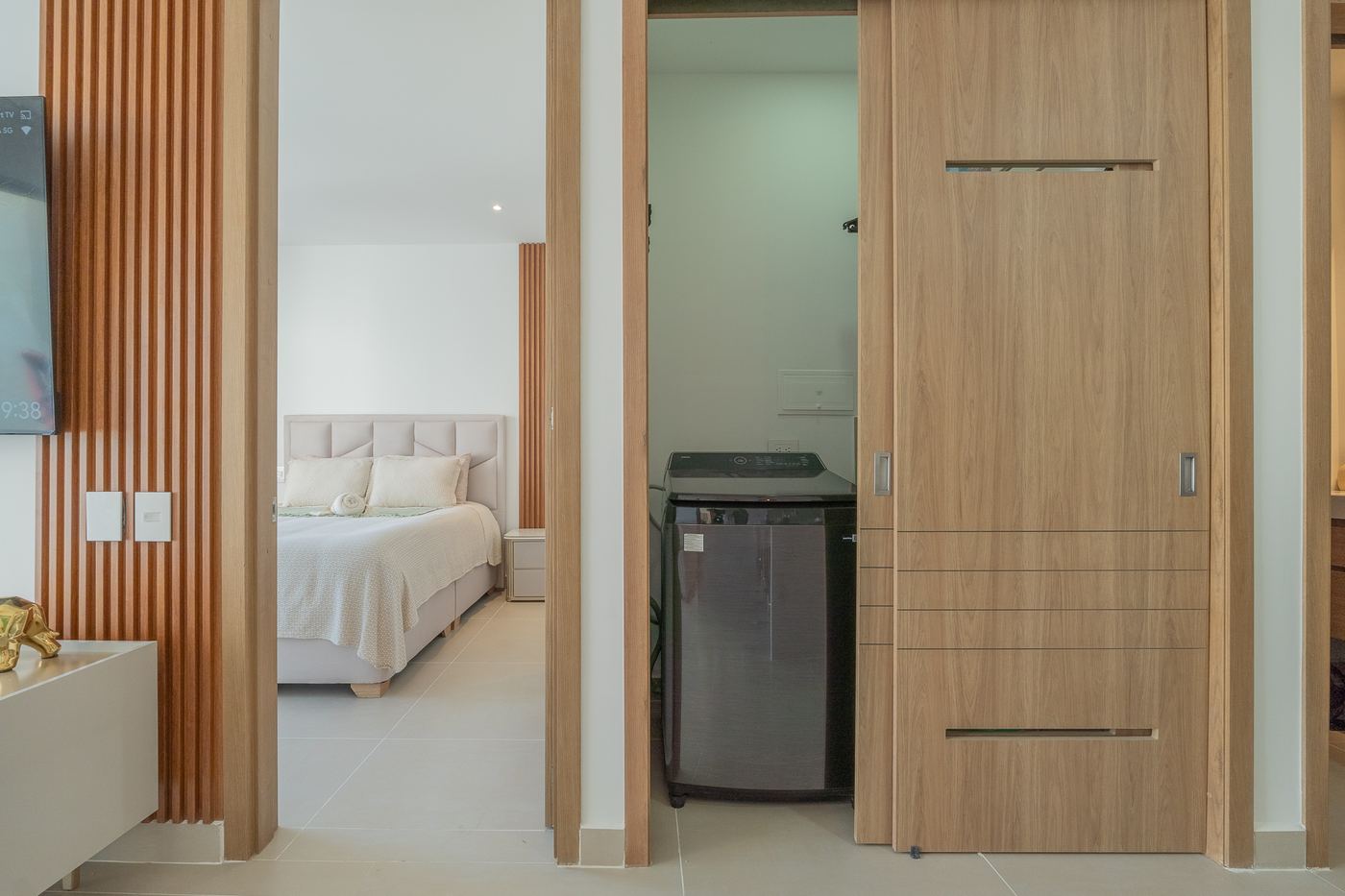 Zona de lavado privada dentro del apartamento